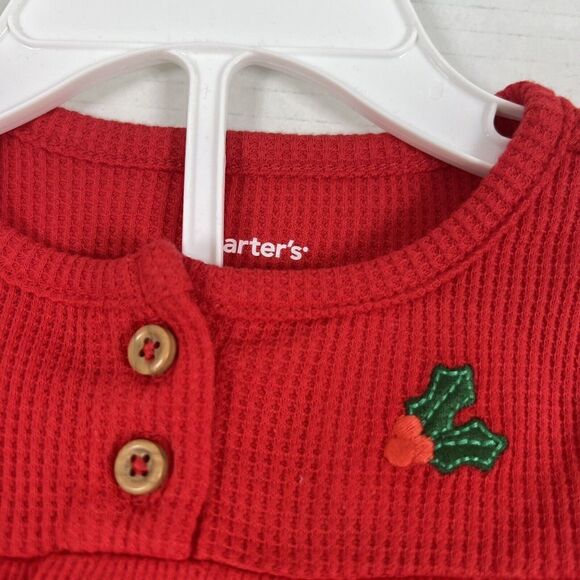 Infant Girl Carters Christmas Dress and Tights Red Size 6 Months - Picture 5 of 7